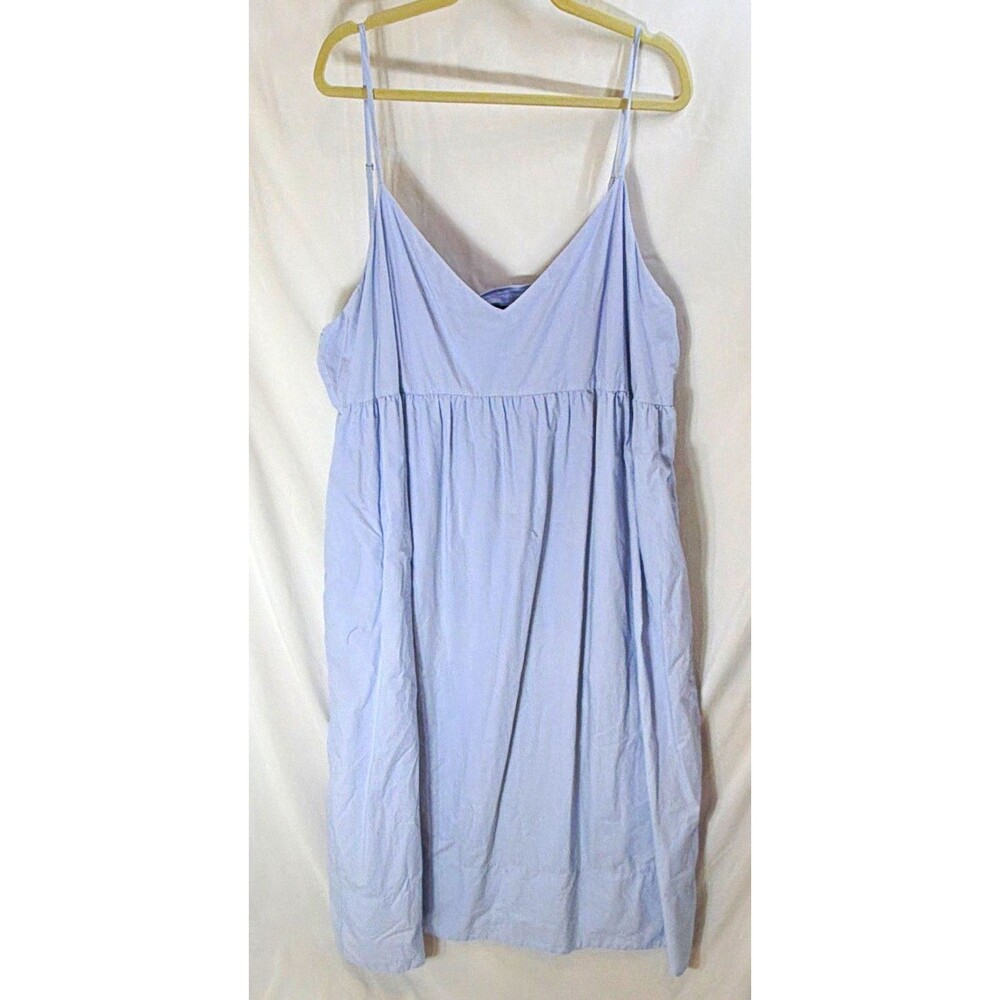Jenni Kayne Blue Solid V-Neck Sleeveless Strappy Sundress Knee Length 2X